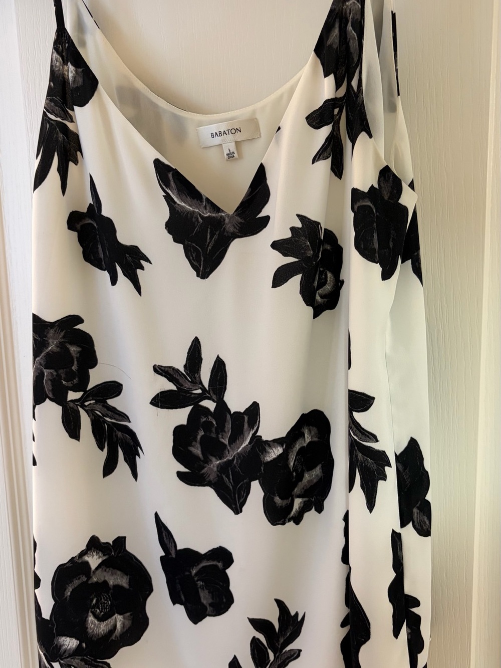 Babaton White & Black Floral Silk Tanktop
